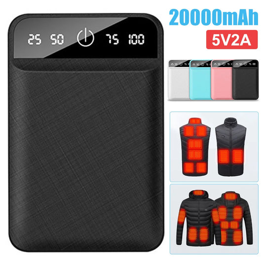 Batterie Externe 20000mAh Ultra Légère – Polyvalente, Puissante et Sécurisée pour Veste Chauffante et Chaussettes Chauffantes