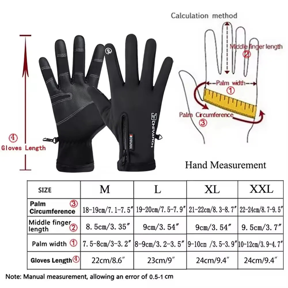 Gants d’hiver Imperméable Thermique Écran tactile Thermique Coupe-vent Chaud