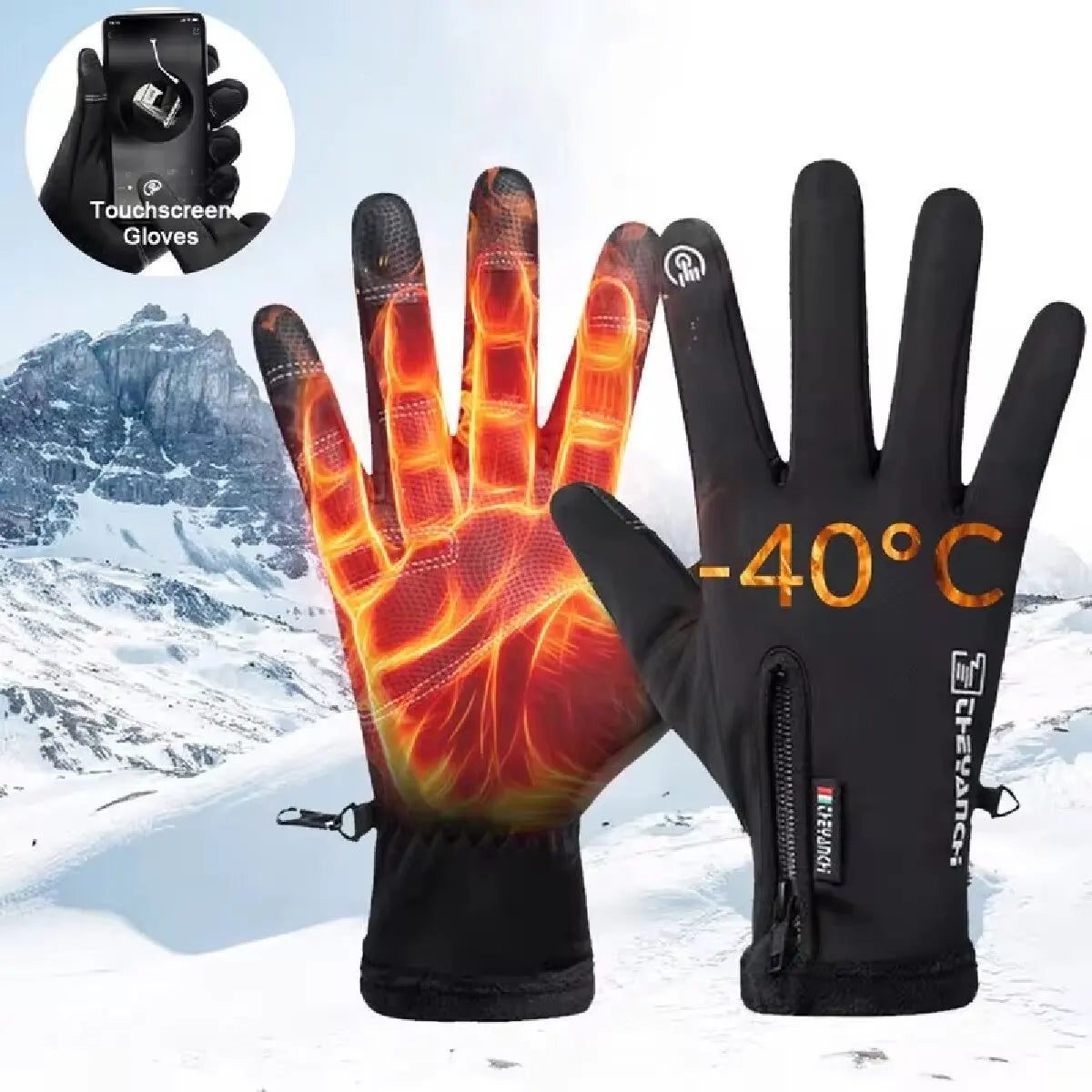 Gants d’hiver Imperméable Thermique Écran tactile Thermique Coupe-vent Chaud